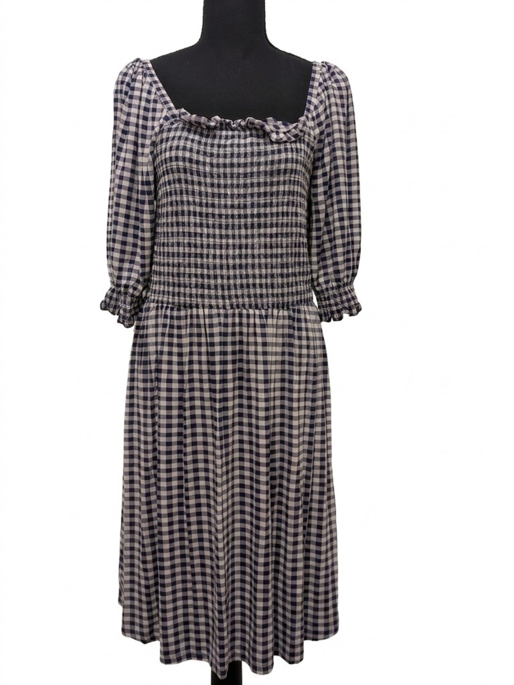 Draper James Black and White Gingham Midi Skirt